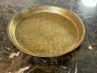ART DECO ALLIGATOR PRINT EMBOSSED BRASS TRAY