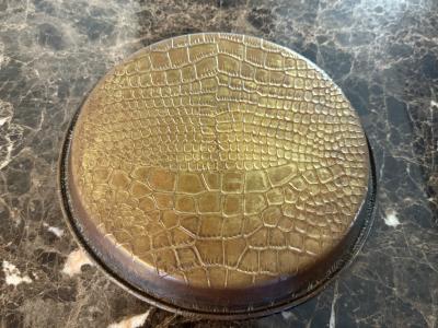 ART DECO ALLIGATOR PRINT EMBOSSED BRASS TRAY