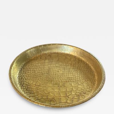 ART DECO ALLIGATOR PRINT EMBOSSED BRASS TRAY