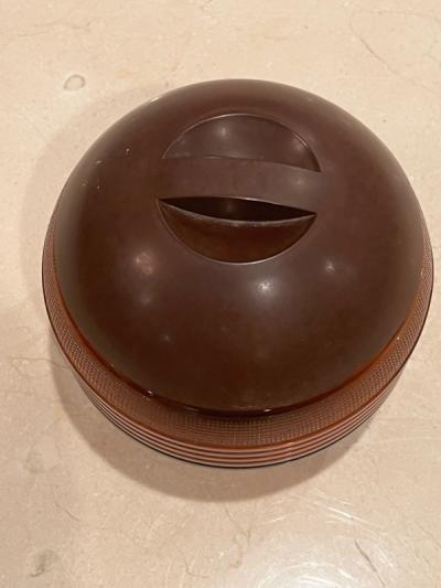 ART DECO AMBER GLASS AND BAKELITE SPHERE TOBACCO JAR