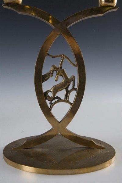 ART DECO BRONZE ASTROLOGICAL CANDLESTICKS BY PAUL NILES
