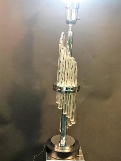 ART DECO CASCADING GLASS WITH CHROME LAMP