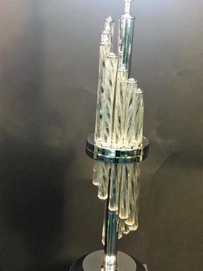 ART DECO CASCADING GLASS WITH CHROME LAMP