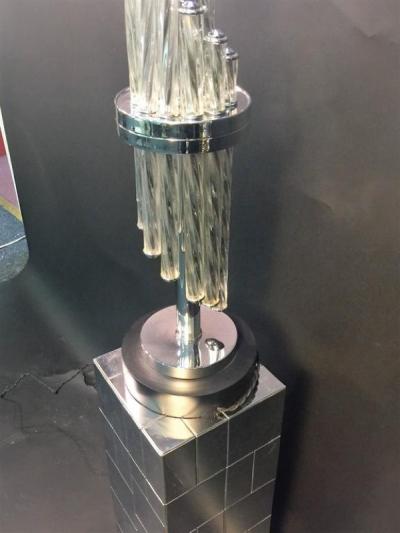 ART DECO CASCADING GLASS WITH CHROME LAMP
