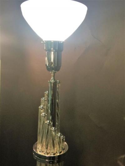 ART DECO CASCADING GLASS WITH CHROME LAMP
