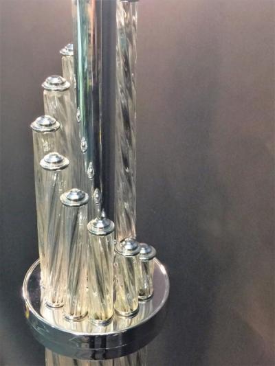 ART DECO CASCADING GLASS WITH CHROME LAMP