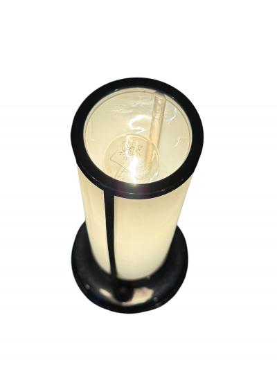 ART DECO CHROME WHITE GLASS CYLINDER ACCENT LAMP