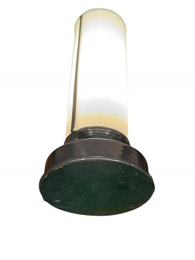 ART DECO CHROME WHITE GLASS CYLINDER ACCENT LAMP