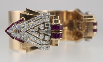 ART DECO CLIPS ON A RETRO BANGLE BRACELET