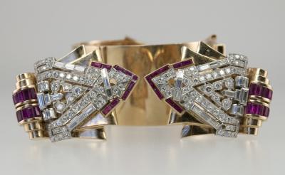 ART DECO CLIPS ON A RETRO BANGLE BRACELET