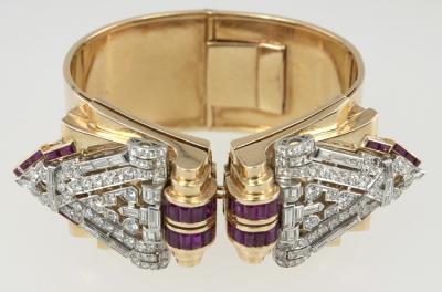 ART DECO CLIPS ON A RETRO BANGLE BRACELET