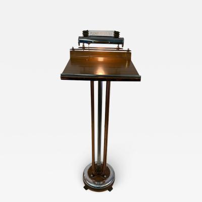 ART DECO COPPER AND CHROME ILLUMINATED RESERVATION STAND