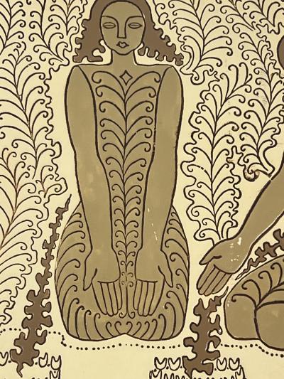 ART DECO EMBOSSED LEATHER THREE FEMALE FIGURE SCRAPBOOK PHOTO ALBUM UNUSED