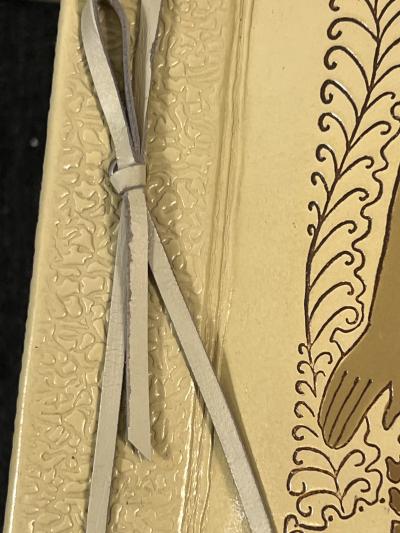 ART DECO EMBOSSED LEATHER THREE FEMALE FIGURE SCRAPBOOK PHOTO ALBUM UNUSED