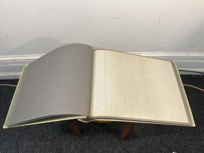 ART DECO EMBOSSED LEATHER THREE FEMALE FIGURE SCRAPBOOK PHOTO ALBUM UNUSED