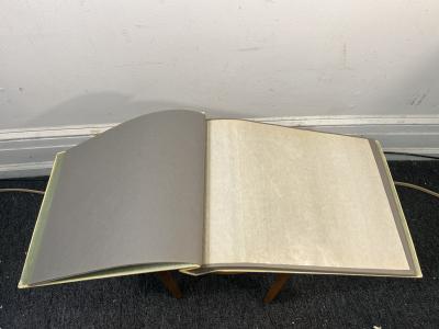 ART DECO EMBOSSED LEATHER THREE FEMALE FIGURE SCRAPBOOK PHOTO ALBUM UNUSED