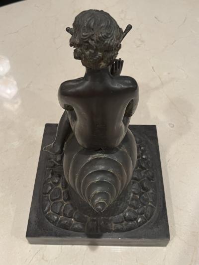 ART DECO ERA NUDE BOY RIDING SNAIL BRONZE