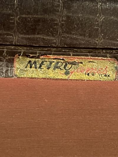 ART DECO ERA RED AND YELLOW BAKELITE CHESS SET WITH BOARD IN MOCK ALLIGATOR CASE