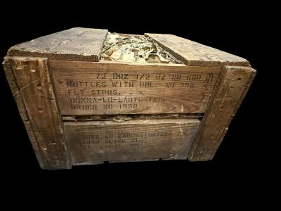 ART DECO GLASS PERFUME BOTTLES 72 DOZEN UNOPENED IN ORIGINAL WOODEN CRATE