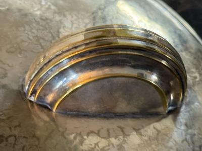 ART DECO HAMMERED SILVERPLATE THREE FOOTED BOWL