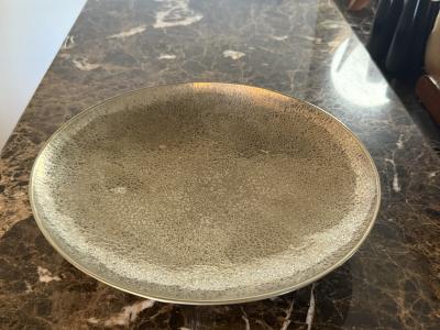 ART DECO HAMMERED SILVERPLATE THREE FOOTED BOWL