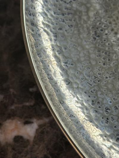 ART DECO HAMMERED SILVERPLATE THREE FOOTED BOWL