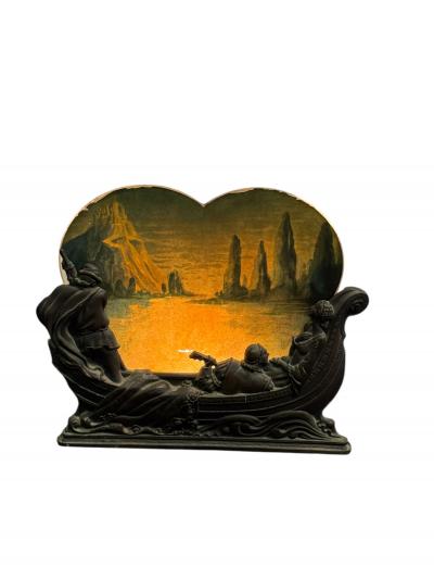 ART DECO LOVERS SERENADE ON FANCY BOAT ON LAKE MOTION LAMP