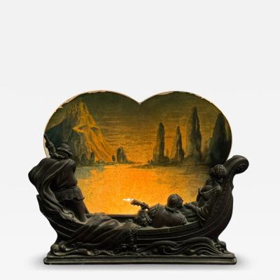 ART DECO LOVERS SERENADE ON FANCY BOAT ON LAKE MOTION LAMP