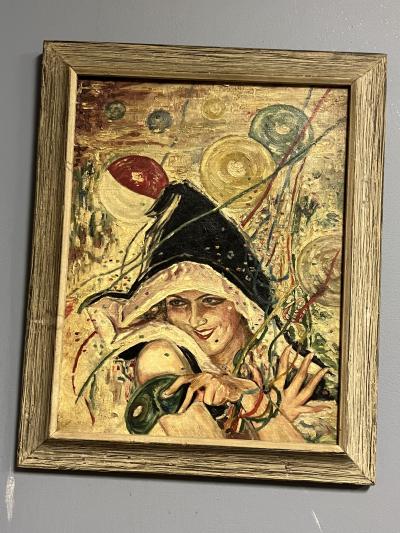 ART DECO MASQUERADE PARTY GIRL PAINTING