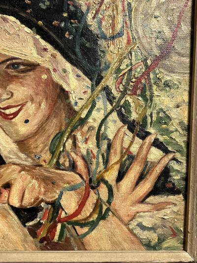 ART DECO MASQUERADE PARTY GIRL PAINTING