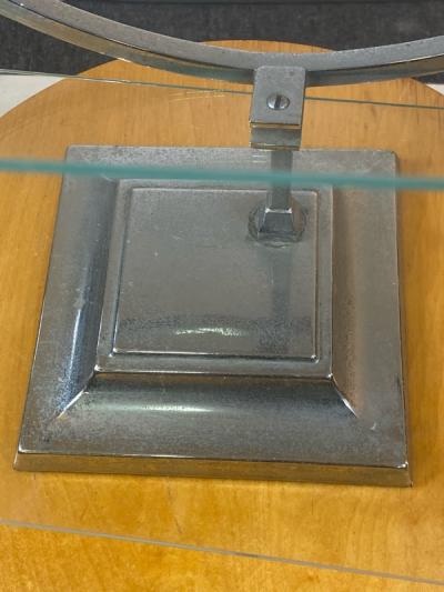 ART DECO MODERNIST CHROME AND GLASS DISPLAY SHELF