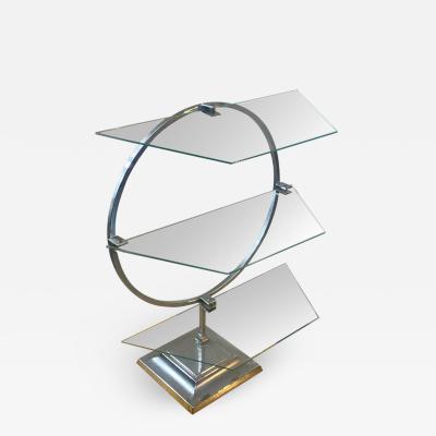 ART DECO MODERNIST CHROME AND GLASS DISPLAY SHELF