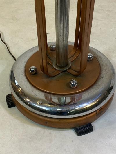 ART DECO MODERNIST ILLUMINATED COPPER AND CHROME RESERVATION STAND