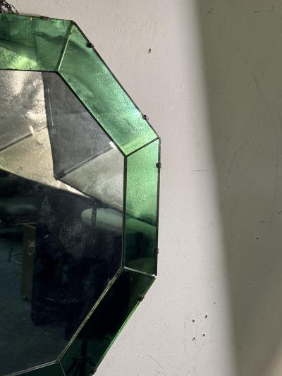 ART DECO MODERNIST OCTAGONAL GREEN CLEAR MIRROR