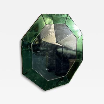 ART DECO MODERNIST OCTAGONAL GREEN CLEAR MIRROR