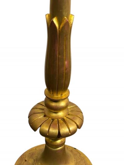 ART DECO NEOCLASSICAL FLORAL FORM CARVED GILT WOOD FLOOR LAMP
