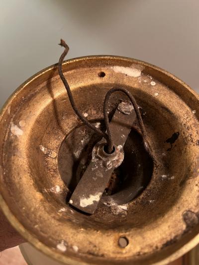 ART DECO NEOCLASSICAL GLASS AND BRONZE FLUSH MOUNT CHANDELIER