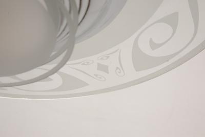 ART DECO NICKEL AND ETCHED GLASS SATURN HANGING LIGHT