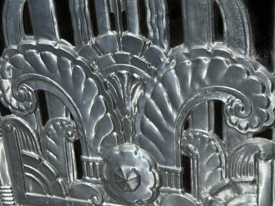 ART DECO OASIS FOUNTAIN DESIGN ENAMELED ALUMINUM WALL PLAQUE
