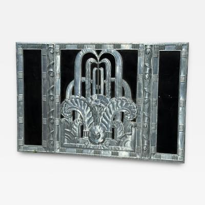 ART DECO OASIS FOUNTAIN DESIGN ENAMELED ALUMINUM WALL PLAQUE