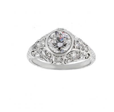 ART DECO OLD EUROPE DIAMOND ENGAGEMENT RING