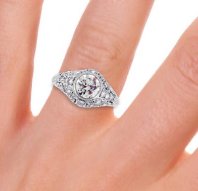 ART DECO OLD EUROPE DIAMOND ENGAGEMENT RING