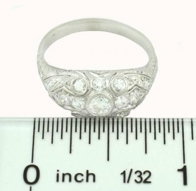 ART DECO OLD EUROPEAN CUT DIAMOND AND PLATINUM RING CIRCA 1930