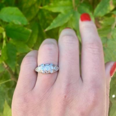 ART DECO OLD EUROPEAN CUT DIAMOND AND PLATINUM RING CIRCA 1930