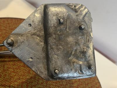 ART DECO PLANE AND WARSHIP CHROMED METAL SCULPTURE ASHTRAY