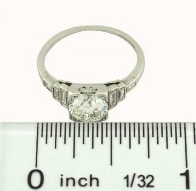 ART DECO PLATINUM 1 27CT EUROPEAN CUT EGL CERTIFIED ENGAGEMENT RING