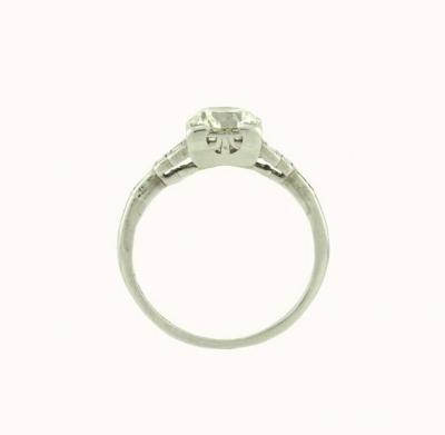 ART DECO PLATINUM 1 27CT EUROPEAN CUT EGL CERTIFIED ENGAGEMENT RING