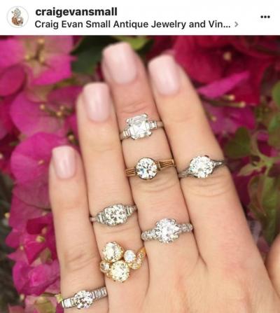 ART DECO PLATINUM 1 27CT EUROPEAN CUT EGL CERTIFIED ENGAGEMENT RING