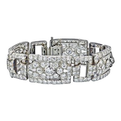 ART DECO PLATINUM 30 CARATS OLD EURO AND OLD MINE BRACELET