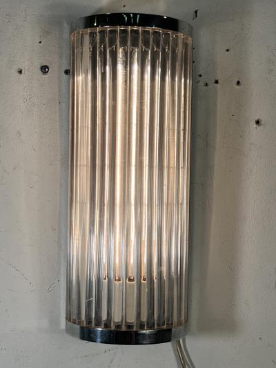 ART DECO REVIVAL CHROME AND LUCITE ROD SCONCES